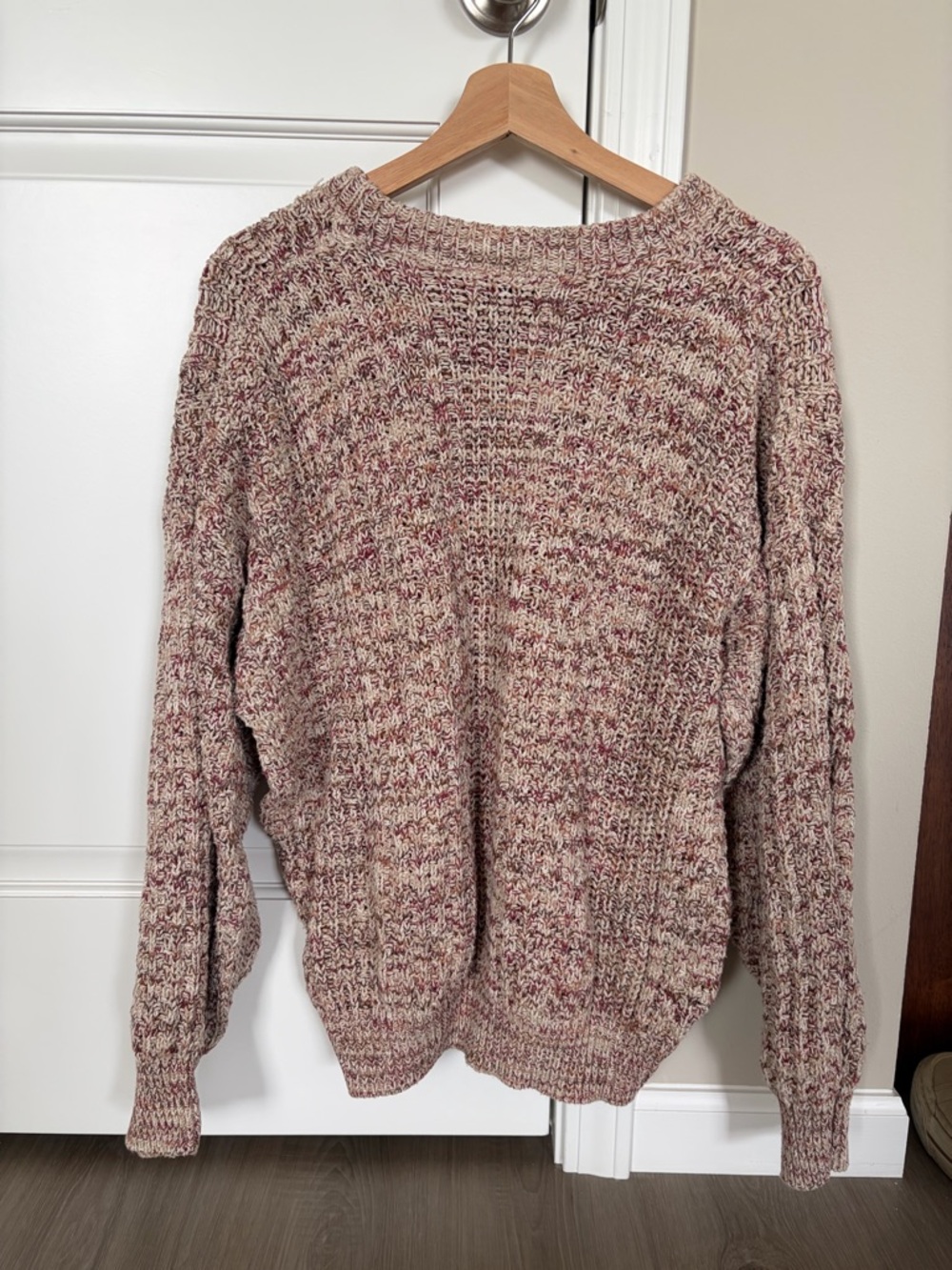 Cozy Pink Marled Knit Sweater - Women's Comfortable Pullover